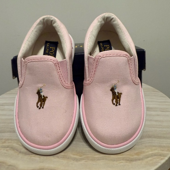 NEW! Polo by Ralph Lauren Kids Pink Slip-On Sneakers - Picture 1 of 8